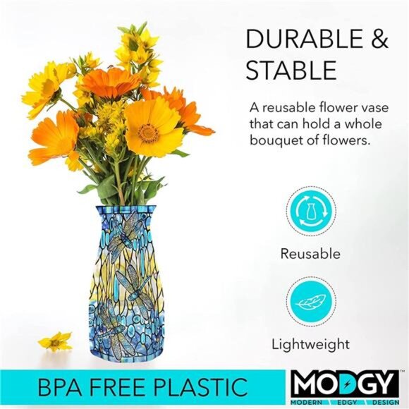 MODGY Expandable Flower Vase Plastic Decorative Modern Vases for Flowers - Picture 3 of 7